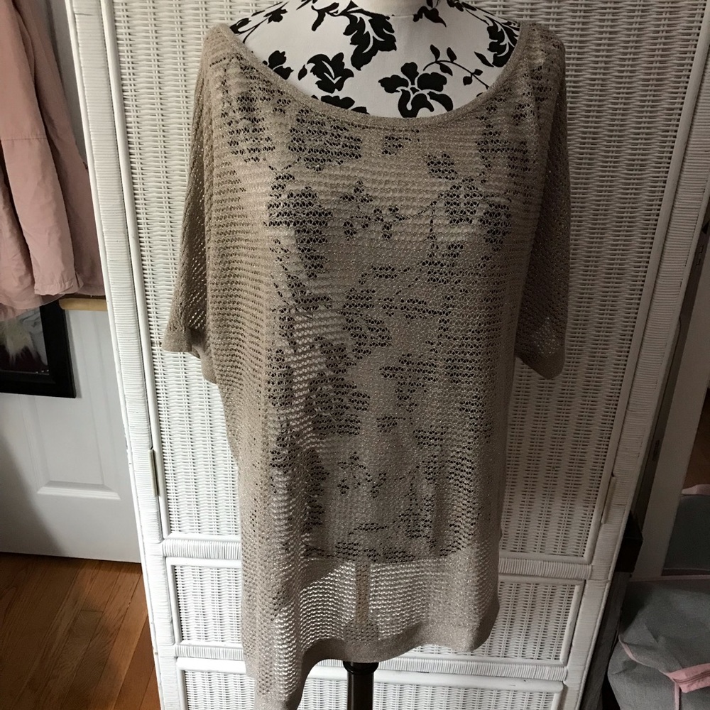 Tan & silver knit Lane Bryant Top size 14/16